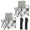 Oversized Foldable Camping Chair with Side Table & Cup Holder, 330 LBS Capacity for Outdoor Use-Gray