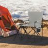 Oversized Foldable Camping Chair with Side Table & Cup Holder, 330 LBS Capacity for Outdoor Use-Gray