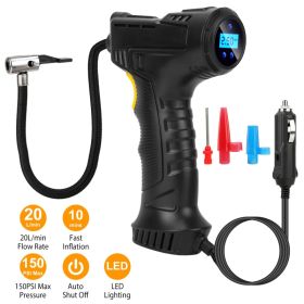 Portable Car Tire Inflator DC 12V Digital Car Air Compressor Electric Air Inflator With LED Light 150PSI (Option: Black)