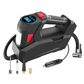 Portable Tire Inflator 120 PSI Maximum 90W Powered Tire Pump With Digital Display LED Light Inflatable Nozzle Needle Fuse Air Compressor For Bike (Option: Black)