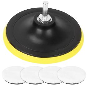 4Pcs 6in Buffing Polishing Pads Car Plush Buffing Waxing Wheels Mop Set With M14 Drill Screw For Car Polisher Drill Adapter (Option: Black)